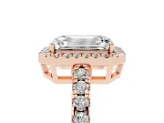 Emerald Cut Halo Engagement Ring Setting | Graduated Pavé Band | Rose Gold