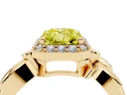 Radiant Cut Floral Halo Engagement Ring Setting for a Fancy Yellow Lab-Grown Diamond | Yellow Gold