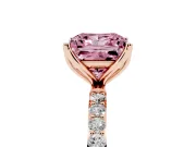 Princess Cut Pave Engagement Ring Setting for a Fancy Pink Lab-Grown Diamond | Slim Band | Rose Gold
