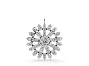 Round Lab-Grown Diamond Bezel Snowflake Pendant Necklace | Pavé Arms | Sterling Silver