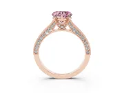 Heart-Shaped Hidden Halo Engagement Ring Setting for a Fancy Pink Lab-Grown Diamond | Milgrain Pave | Rose Gold