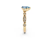 Pear-Shaped Vintage Milgrain Engagement Ring Setting for a Fancy Blue Lab-Grown Diamond | Bezel Accents | Yellow Gold