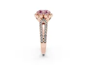 Asscher Cut Floral Halo Engagement Ring Setting for a Fancy Pink Lab-Grown Diamond | Pavé Split Shank | Rose Gold