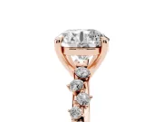 Round Cut Diamond Solitaire Vine Band Ring Set in Rose gold with Round Accents and Prong Setting