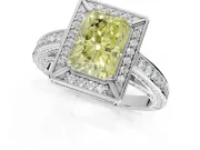 Radiant Cut Sectioned Halo Engagement Ring Setting for a Fancy Yellow Lab-Grown Diamond | Sterling Silver