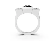 Round Channel-Set Three Stone Engagement Ring Setting for a Black Center | Sterling Silver