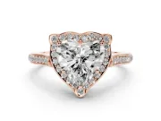 Heart-Shaped Petal Tip Halo Engagement Ring Setting | Single Row Pavé Band | Rose Gold