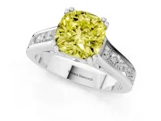 Cushion Cut Channel Engagement Ring Setting for a Fancy Yellow Lab-Grown Diamond | White Gold - Design NV-24671
