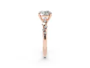 Round Graduated Accent Engagement Ring Setting | Scattered Shoulders | Rose Gold