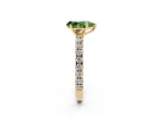 Pear-Shaped Pave Solitaire Engagement Ring Setting for a Fancy Green Lab-Grown Diamond | Shared Prong Band | Yellow Gold