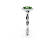 Radiant Cut Twist Halo Engagement Ring Setting for a Fancy Green Lab-Grown Diamond | Sterling Silver