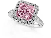 Princess Cut Raised Halo Engagement Ring Setting for a Fancy Pink Lab-Grown Diamond | White Gold