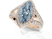 Marquise Halo Pavé Engagement Ring Setting for a Fancy Blue Lab-Grown Diamond | Narrow Split Shank | Rose Gold