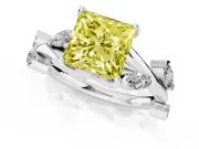 Princess Cut Twisted Vine Engagement Ring Setting for a Fancy Yellow Lab-Grown Diamond | Platinum