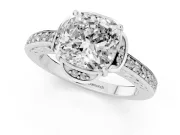 Cushion Cut Floral Pavé Engagement Ring Setting | Petal Accents | White Gold