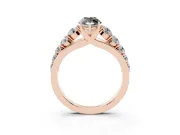 Marquise Graduated Side Stone Engagement Ring Setting for a Black Center | Flat Top Band | Rose Gold