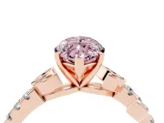 Marquise Leaf Pavé Engagement Ring Setting for a Fancy Pink Lab-Grown Diamond | Rose Gold