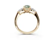 Pear-Shaped 3-Stone Engagement Ring Setting for a Fancy Green Lab-Grown Diamond | Yellow Gold