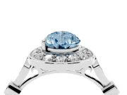 Fancy Blue Pear Cut Diamond Halo Engagement Ring Set in Silver with Twisted Band and Prong Setting