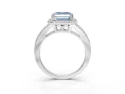 Asscher Cut Halo Split Shank Engagement Ring Setting for a Fancy Blue Lab-Grown Diamond | Pavé Shoulders | Platinum