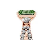 Emerald Cut Three Stone Engagement Ring Setting for a Fancy Green Lab-Grown Diamond | Rose Gold