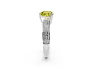Heart-Shaped Three Row Pave Engagement Ring Setting for a Fancy Yellow Lab-Grown Diamond | Sterling Silver