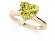 Fancy Yellow Heart Cut Diamond Solitaire Ring Set in Yellow gold with Cathedral Band and Prong Setting
