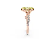 Fancy Yellow Marquise Cut Diamond Solitaire Leaf-Inspired Ring Set in Rose gold with Pavé Band and Prong Setting