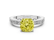 Cushion Cut Vintage Engagement Ring Setting for a Fancy Yellow Lab-Grown Diamond | Sterling Silver