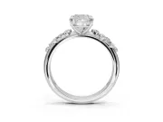 Cushion Cut Solitaire Engagement Ring Setting | Graduated Scattered Accents | Platinum