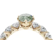 Marquise Side Stone Engagement Ring Setting for a Fancy Green Lab-Grown Diamond | Scalloped Prong Accents | Yellow Gold