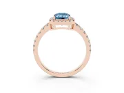 Emerald Cut Halo Engagement Ring Setting for a Fancy Blue Lab-Grown Diamond | Graduated Pavé Band | Rose Gold