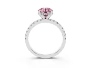 Round Hidden Halo Solitaire Engagement Ring Setting for a Fancy Pink Lab-Grown Diamond | Pave Band | Platinum