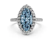 Marquise Raised Halo Engagement Ring Setting for a Fancy Blue Lab-Grown Diamond | White Gold