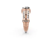 Fancy Black Heart Cut Diamond Vintage-Inspired Milgrain Ring Set in Rose gold with Accent Split Shank
