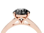 Round Pavé Solitaire Engagement Ring Setting for a Black Center | Sweeping Shoulders | Rose Gold