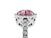 Round Pave Halo Engagement Ring Setting for a Fancy Pink Lab-Grown Diamond | Sterling Silver