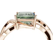 Princess Cut Bypass Solitaire Engagement Ring Setting for a Fancy Green Lab-Grown Diamond | Pavé Strands | Rose Gold