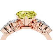 Heart-Shaped Side Stone Engagement Ring Setting for a Fancy Yellow Lab-Grown Diamond | Shoulder Clusters | Rose Gold