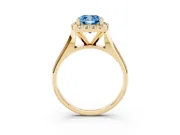 Cushion Cut Halo Engagement Ring Setting for a Fancy Blue Lab-Grown Diamond | Square Profile Band | Yellow Gold