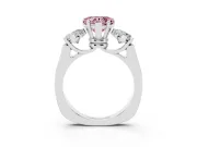 Heart-Shaped 3 Stone Engagement Ring Setting for a Fancy Pink Lab-Grown Diamond | Sterling Silver - Design NV-24828