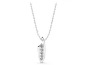Round Lab-Grown Diamond Graduated Bar Set Curved Pendant Necklace | Open U Frame | White Gold