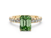 Emerald Cut Pavé Engagement Ring Setting for a Fancy Green Lab-Grown Diamond | Yellow Gold