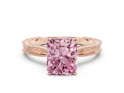 Radiant Cut Engraved Engagement Ring Setting for a Fancy Pink Lab-Grown Diamond | Rose Gold