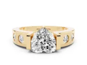 Heart-Shaped Tension Style Engagement Ring Setting | Flush Set Accents | Yellow Gold