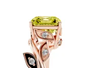 Asscher Cut Twisted Bypass Engagement Ring Setting for a Fancy Yellow Lab-Grown Diamond | Rose Gold