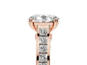 Oval Cathedral Channel Set Engagement Ring Setting | Double Claw Prongs | Rose Gold