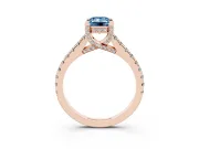 Emerald Cut Hidden Halo Pave Engagement Ring Setting for a Fancy Blue Lab-Grown Diamond | Claw Prongs | Rose Gold