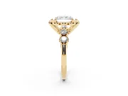Radiant Cut Floral Engagement Ring Setting | Petal Frame and Side Stones | Yellow Gold