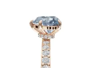 Heart-Shaped Hidden Halo Engagement Ring Setting for a Fancy Blue Lab-Grown Diamond | Pavé Band | Rose Gold